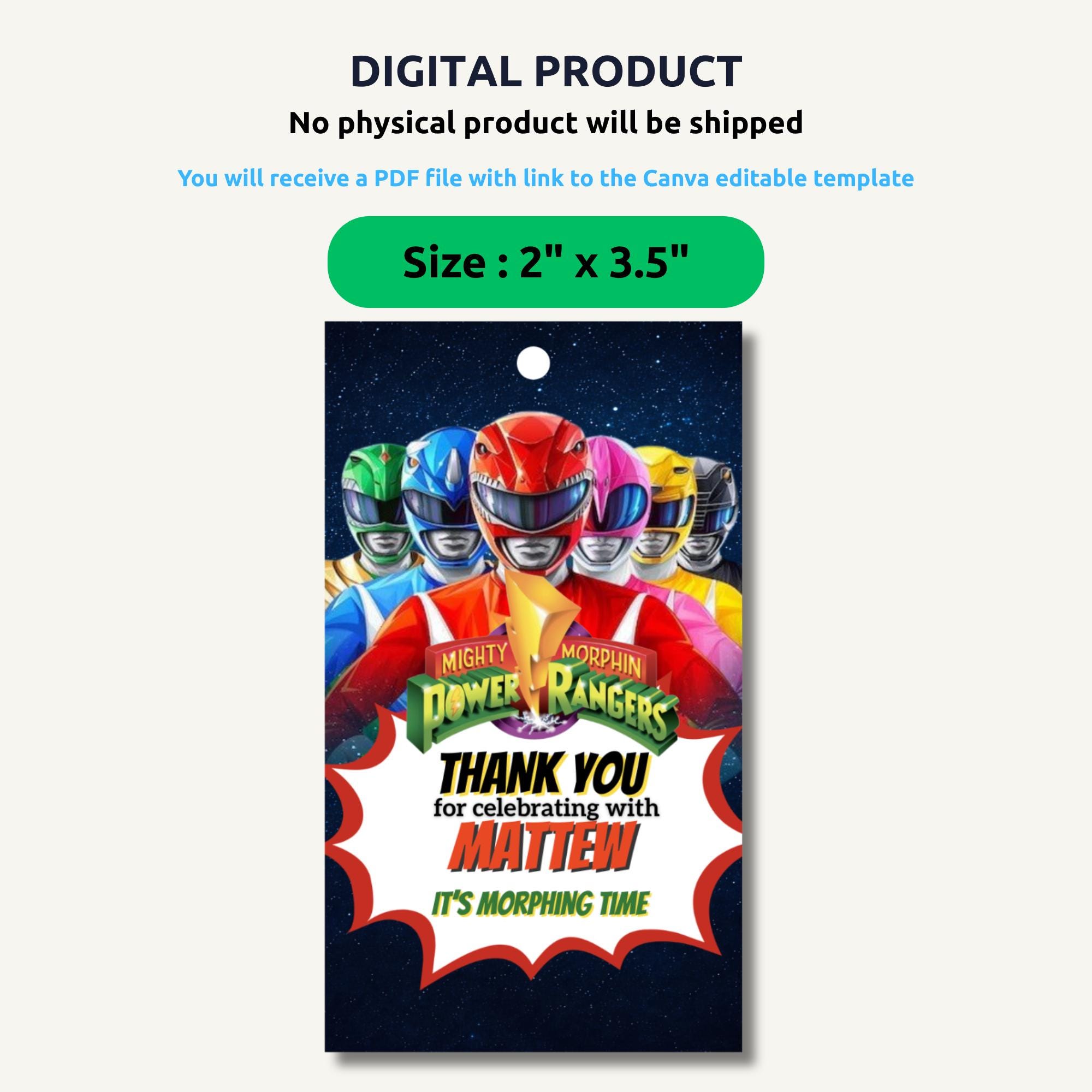 Power Ranger Sticker Chart Template Editable Power Rangers Favor Tag | Printable Canva Template - Etsy