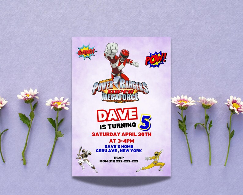 Editable Power Rangers Birthday Invitation | Canva Template - Etsy
