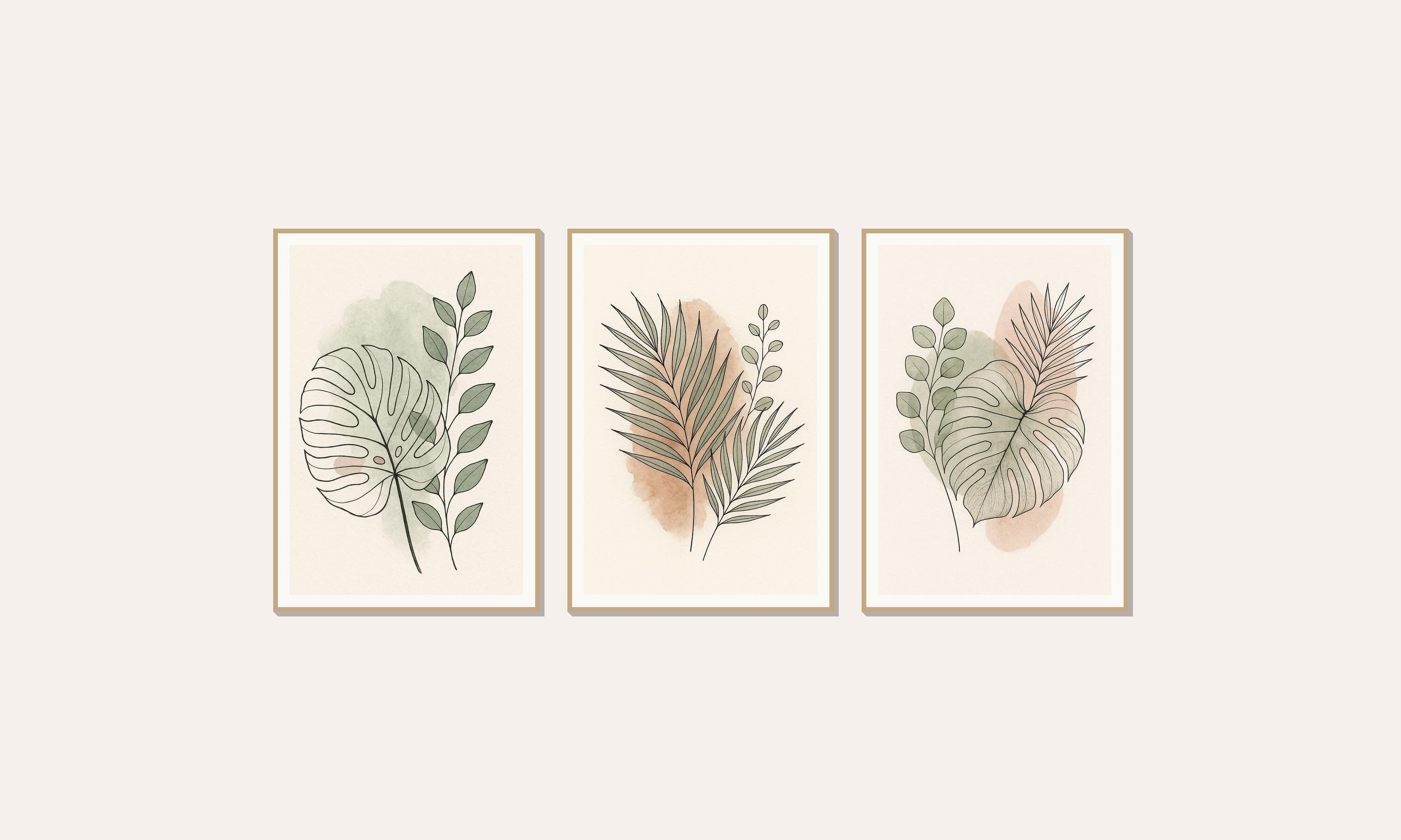 Minimalist Botanical Line Art Print Set | Modern Plant Wall Art ...