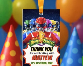 Editable Power Rangers Favor Tag | Printable Canva Template