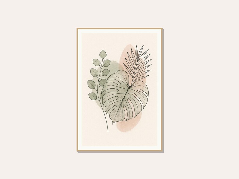 Minimalist Botanical Line Art Print Set | Modern Plant Wall Art ...