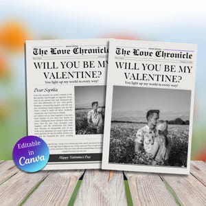 Modello di giornale di San Valentino modificabile, regalo di San Valentino Canva, post d'amore personalizzato, sarai il mio design di giornale di San Valentino, regalo di Cupido