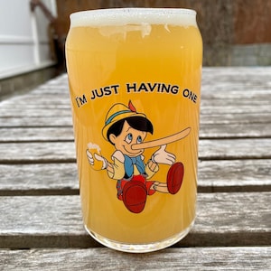 Pinocchio 16oz beer glass collectible craft beer glassware cup disney drinking funny birthday gift for him by TIPPLEGLASS