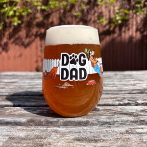 Dog Dad 16oz beer glass tumbler collectible craft beer glassware birthday gift fathers day cartoon for him by TIPPLEGLASS