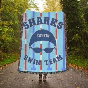 Personalized Swim Blanket Swimmer Gift Custom Woven Blanket Swim Team Blanket Gift for Swimmer Swim Gift Idea Senior Swimmer Gifts Throw