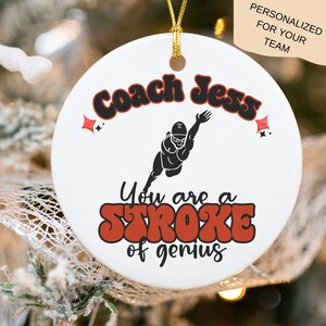 Swim Coach Ornament, Swimmer Coach Gifts for Competitive Swim Team, Swim Meet Gift From Swim Mom Custom Gift for Swim Coach Personalized