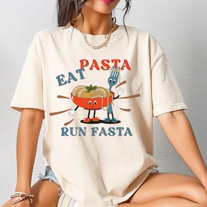 Eat Pasta Run Fasta Track and Field Shirt Marathon Cross Country Noodles Pasta Shirt Funny Running Shirt for Runners Gift for Runner Shirt