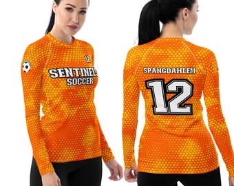 womens custom soccer jersey long sleeve black for youth girls kids, custom soccer goal keeper jersey, soccer team gift from soccer coach