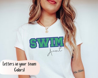 Swim Aunt shirt, swim aunt life tshirt team colors personalized Swim gift for aunts Swim team t shirt custom swim aunt swimmer name shirt