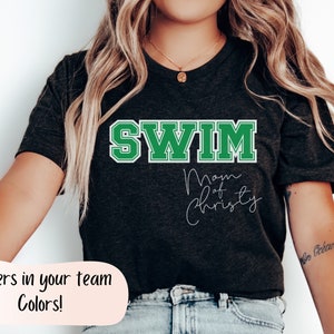 Swim mom shirt gifts, Swim Mom Life Team Colors Personalized Name Tshirt Gift for Mom Custom Swim Team T shirt Swim Grandma Shirt Swim Dad