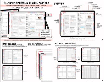 Premium Digital Planner 2024 2025 Undated, Notability Planner, Daily Digital Planner, Dated Digital Planner