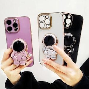 Astronaut Phone Holder Plating Phone Case shockproof Slim Anti-Fall Phone Case For,iPhone14/13/12/11