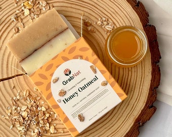 オートミールハニーソープ 100g | 手作り、天然成分、コールドプロセス製法、無香料、栄養補給、角質除去、鎮静、保湿効果