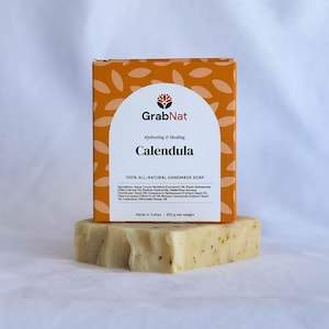 Savon au calendula 100 g | Fait à la main, entièrement naturel, traité à froid, à base de plantes, parfumé à l'huile de calendula. Tous les types de peau