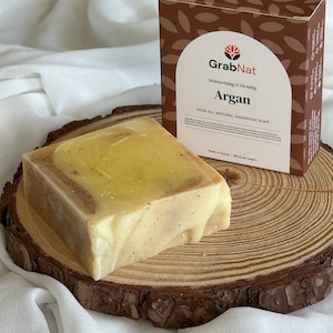 Argan Soap 100g | Handmade,All-Natural, Cold-Processed, Plant-Based, Made with Argan Oil.Suitable for Face & Body. All Skin Types