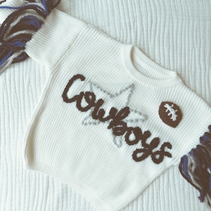 Cowboys Hand Embroidered Sweater | Football Season Sweater | Dallas | Cute Football Team Gear | Toddler Football Fan | Cheerleader Baby
