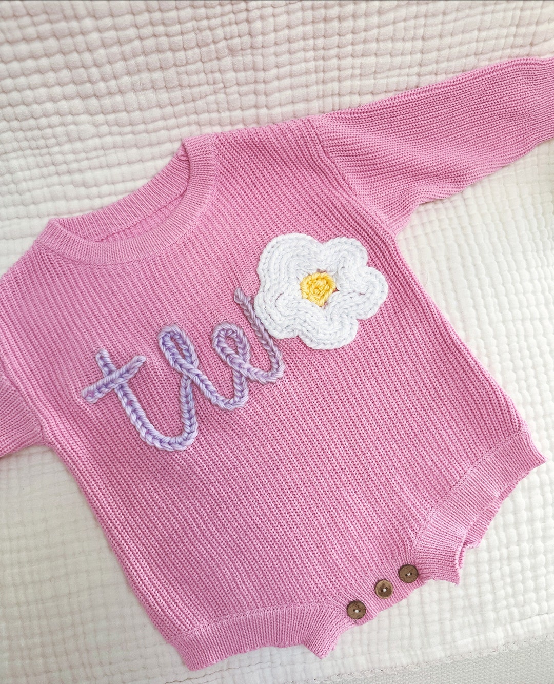 TWO Custom Hand Embroidered Knit Sweater Romper for Babies Etsy