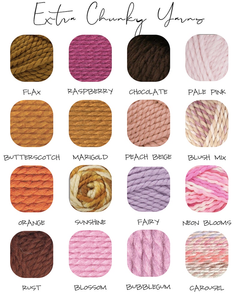 Extra chunky yarn color options for custom name sweater