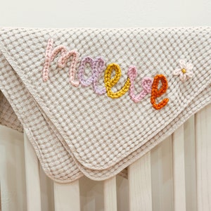 Hand Embroidered Personalized Blanket for Hospital | Custom Embroidered Baby Blanket | Baby Announcement | Unique Baby Gift