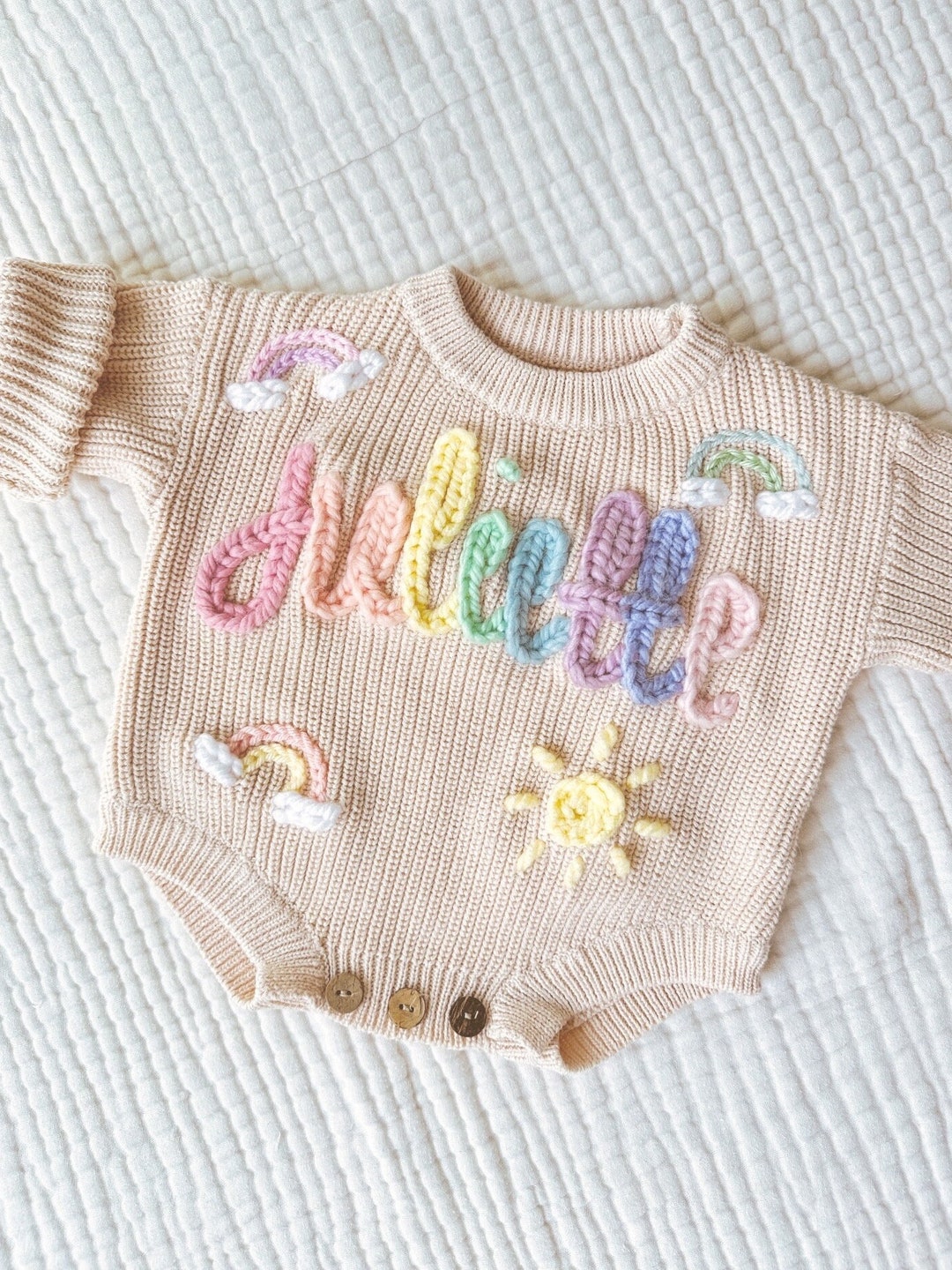 Rainbow Baby Announcement Handmade Rainbow Baby Sweater Hand
