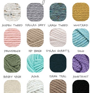 Chunky yarn color options for customized name sweater for toddlers