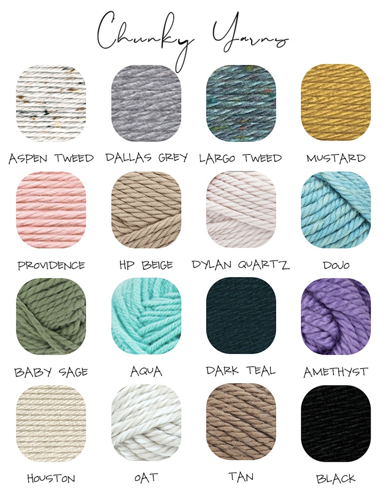 Chunky yarn color options for customized name sweater for toddlers