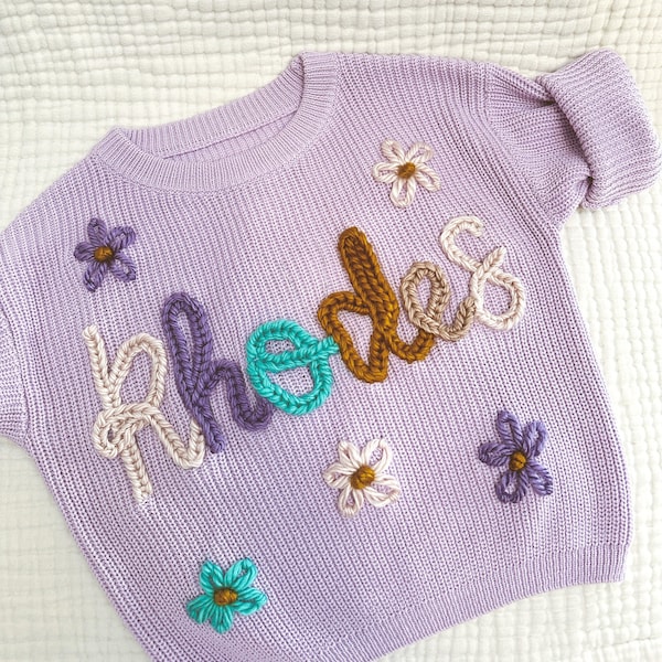 Hand Embroidered Name Sweater for Toddlers | Custom Name Sweater | Birthday Sweater