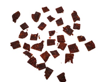 Mini bocados de cecina de res - Nivel y textura de especias personalizados - Ingredientes orgánicos - Refrigerio personalizado - Cortes de cecina sabrosos y calientes - Antojos de proteínas magras