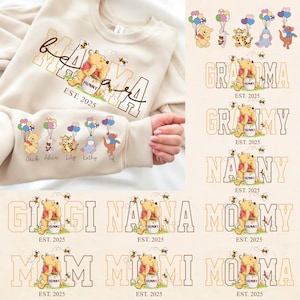 Camiseta personalizada Mama Bear PNG, Mama Est com nome da criança na manga, PNG de mãe personalizada, Presente personalizado para o Dia das Mães, PNG de Dia das Mães, Vovó Ursa