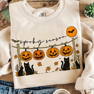 Gruselige Saison Png, schwarze Katze Kürbis Png, Herbst Kürbis Png, Halloween-Shirt Design Png, Retro Halloween Png, schwarze Katze Sublimationsentwurf