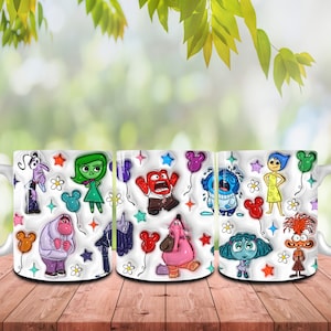 3D gonfiato Cartoon Emotions Friends 11 oz Mug Wrap, Salute mentale, 3D Puffy Today I Feel Tazza da caffè, Cartoon 11 oz Mug Template Sublimazione