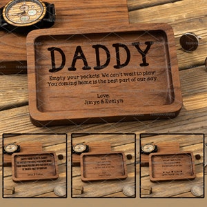 Pacote personalizado vazio seus bolsos papai svg, bandeja de manobrista personalizada para homens, bandeja de madeira gravada svg, presente de dia dos pais, presente para papai svg