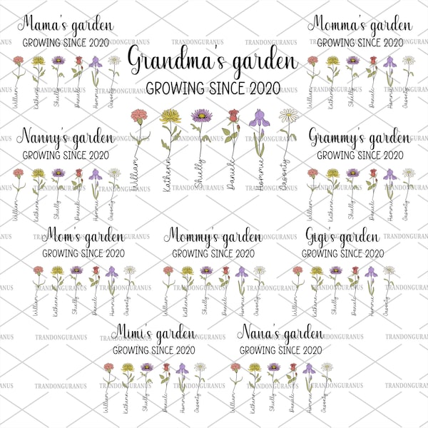 Bundle DIY Birth Month Flowers Png, Grandma's Garden Png, Birth Month Flower PNG, Mother's Day Png, Watercolor Floral Png, Flower Mom Gift