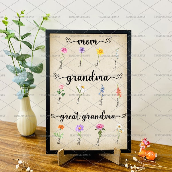 Custom Mom Grandma Great Grandma Png, Birth Month Flowers, Grandma's Garden Png, Watercolor Floral Png, Diy Birth Month Flower,Gift For Mama