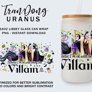 Villain Gang 16oz Glass Can Wrap Png, Halloween Villains Wicked 16oz Tumbler Png, 16oz Libbey Can Wrap, Bad Witches Club Png, Spooky Season