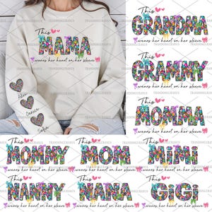 Pacote personalizado Eu visto meu coração na manga dela Png, Flower Mama Png, Aquarela Floral Png, Feliz Dia das Mães, Mãe Flor Png, Presente para a avó