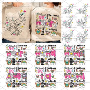 Bundel Madre png, Spanish Mama png, Happy Mother's Day, Floral Madre png, gepersonaliseerd voor maximaal 6 kinderen, Latina Mom png, mama sweater