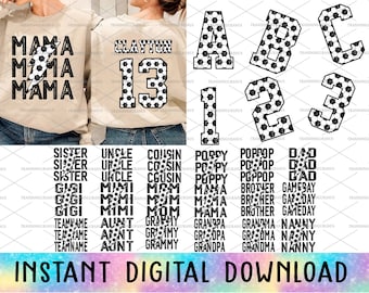 Bundle Personalized Soccer Mama Png, Soccer Team Png, Mom Lightning Bolt, Gift For Player, Soccer Number And Alphabet Png, Soccer Game Day