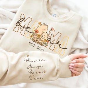 Mamãe e Bebê Urso PNG Personalizados, Nome Infantil Personalizado na Manga PNG, Mãe e Filha Personalizadas PNG, Presente Fofo para o Dia das Mães, Dia das Mães PNG