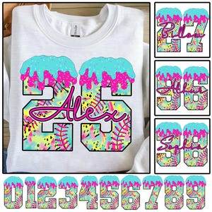 Gepersonaliseerde Baseball Number Drip png-bundel, Game Day Baseball png, Baseball Mama Drip png, Baseball Ice Cream Drip png, respecteer The Drip