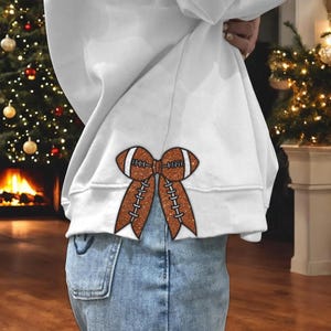 Football Coquette Bow Applique Embroidery Design 6 Sizes, Side Bow Appliqué Embroidery Design,Sports Girly Bow Embroidery Sweartshirt Design