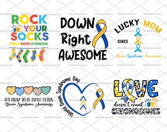 Bundle Down Syndrome Awareness Svg Png, Down Syndrome Svg, Down Right Awesome Ribbon Svg, Down Syndrome Day Support Shirt, Sped Teacher Svg