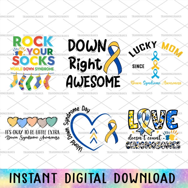 Bundle Down Syndrome Awareness Svg Png, Down Syndrome Svg, Down Right Awesome Ribbon Svg, Down Syndrome Day Support Shirt, Sped Teacher Svg