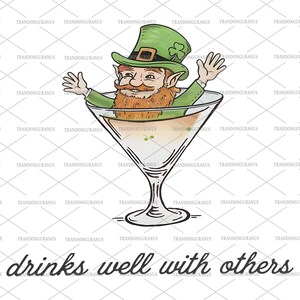 Kobold Martini Cocktail Png, Glücksklee Png, St Patrick Geschenk, St Patrick Tag Png, Glitzer St Patty's Png, vierblättriges Kleeblatt