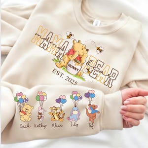 Camiseta personalizada Mama Bear png, Mama Est com nome de criança na manga Png, Mãe personalizada Png, Presente personalizado para o dia das mães, Dia das mães Png