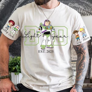 Custom Dad Toy Story Png, Dad Est with Kid's Name on Sleeve Png, Personalized Dad Png, Custom Space Dad Cartoon Character, Father's Day Png