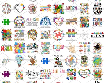 Bundle 64+ Autism Awareness Png, Austism Png, Autism Mom Png, Neurodiversity Shirts, Autism Acceptance Png, Autism Puzzle Png,Autism Support