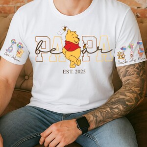 Urso Papai Personalizado PNG, Pai com Nome da Criança na Manga PNG, Pai Personalizado PNG, Presente Personalizado para o Dia dos Pais, Dia dos Pais PNG, O Melhor Pai de Todos os Tempos