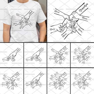 Pacote de 1 a 10 mãos para o dia dos pais Svg, conjunto de punhos para o dia dos pais Svg, mãos personalizadas para pai e criança, presente de papai, bebê criança criança papai punho