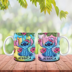 Custom 3D Cartoon Characters 11oz Mug Design PNG, 3D Inflated Valentines Day 11oz Mug Wrap, Cute Valentine, Puffy Valentine Coffee Mug